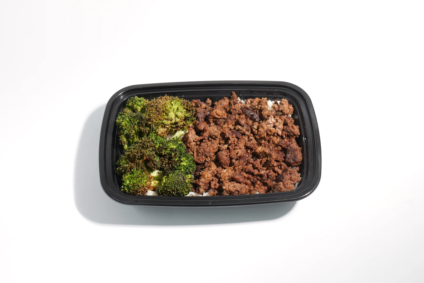 Little Beef meal prep boxes with rice and broccoli